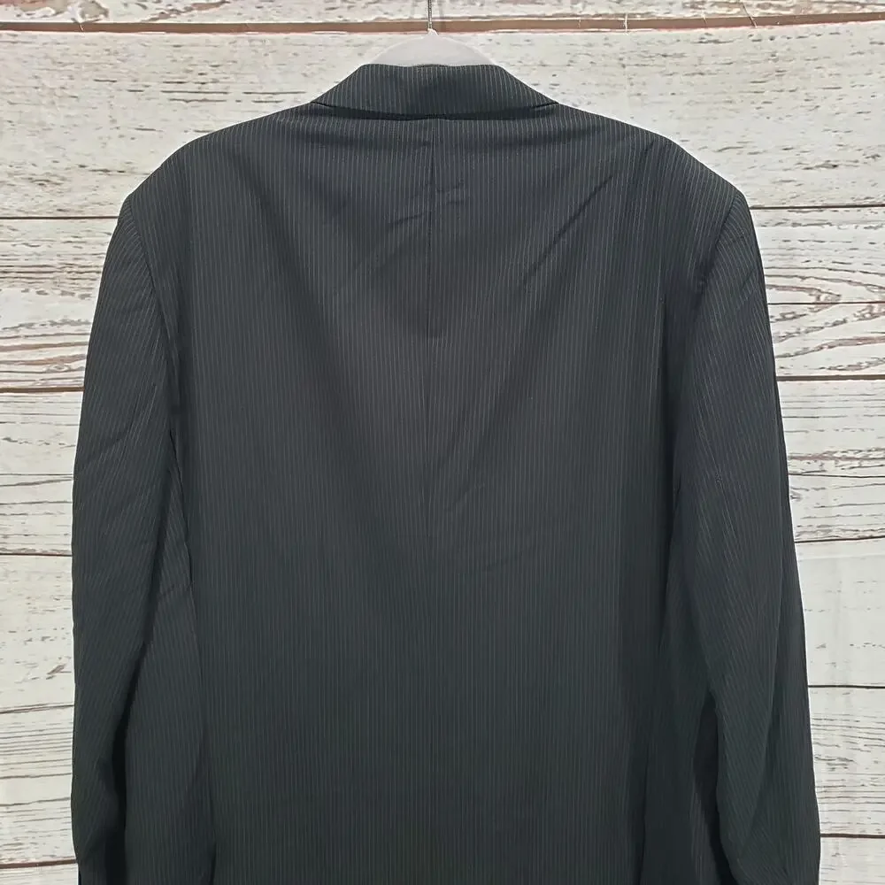 Perry Ellis Portfolio Men's Black Pinstriped 2Buttons Sportscoat Blazer 46L